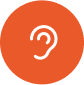 Ear representing deep listening to enable a vibrant team of professionals celebrating a successful project in a creative and inspiring workspace
